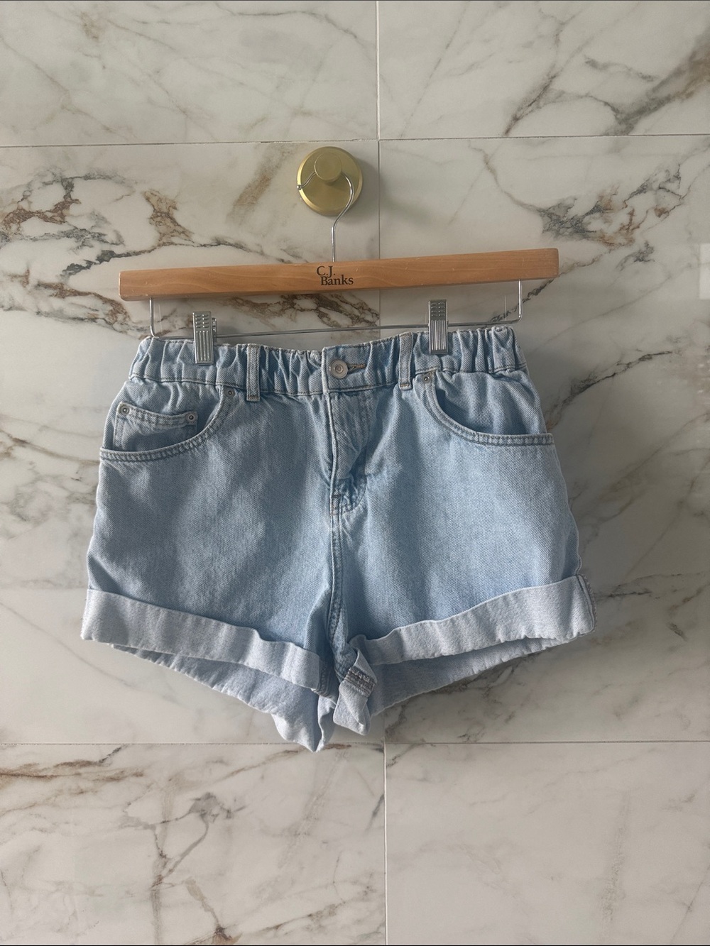 Gianni Bini Light Blue Rolled-Hem Denim Shorts